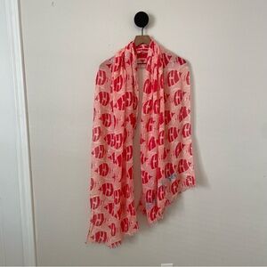 Kate Spade New York Plenty of Fish Pink and White Neck Scarf